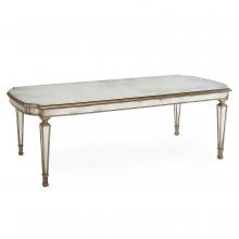 John-Richard EUR-10-0025 - g Table, Rectangle, Distressed Silver, Clear Mirror Top, 96&34;W EUR-10-0025