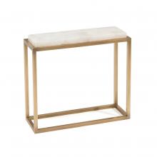 John-Richard JFD-0113 - alcite Accent Table, White Calcite Top, Antique Brass Base, 24&34;W JFD-0113