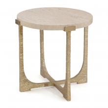 John-Richard JFD-0212 - Cross Arc End Table, Beige, Antique Brass Base, 22&34;W JFD-0212