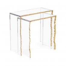 John-Richard JFD-0269S2 - Edge Nesting Table, Set of 2, Clear Acrylic, Gold Leaf, 18&34;W JFD-0269S2