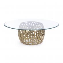 John-Richard JFD-0284 - Addison Cocktail Table, Clear Glass Top, Antique Gold Base, 52&34;W JFD-0284