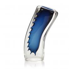 John-Richard JRA-14055 - Handblown Glass Vase, Series III, Sapphire Blue, Clear, 13&34;H JRA-14055