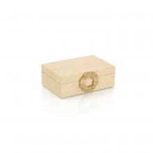 John-Richard JRA-14122 - Vegan Snakeskin Box, Dazzle, Small, Cream, Gold, 9&34;W JRA-14122