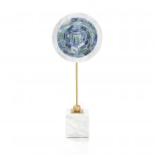 John-Richard JRA-14349 - Rings Mosaic Sculpture, Series I, Blue, White Marble Base, 15&34;H JRA-14349