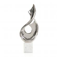 John-Richard JRA-14458 - Virage Sculpture, Polished Nickel, White Marble Base, 27&34;H JRA-14458