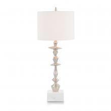 John-Richard JRL-10401 - , Polished Nickel, White Marble Base, White Linen Shade, 33.5&34;H JRL-10401