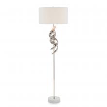 John-Richard JRL-10406 - lished Nickel, White Marble Base, Off-White Linen Shade, 68.5&34;H JRL-10406