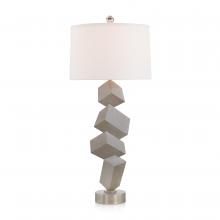 John-Richard JRL-10433 - Oeil Table Lamp, 1-Light, Pewter, White Linen Round Shade, 35&34;H JRL-10433