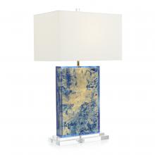 John-Richard JRL-10435 - old Leaf, Clear Acrylic Base, White Linen Square Shade, 32.25&34;H JRL-10435