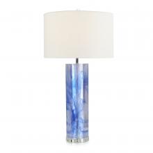 John-Richard JRL-10436 - 1-Light, Blue, Clear Resin Base, White Linen Round Shade, 34&34;H JRL-10436