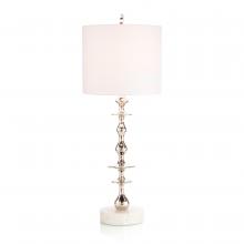 John-Richard JRL-10540 - shed Nickel, White Marble Base, White Linen Round Shade, 37.5&34;H JRL-10540