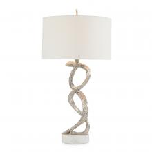 John-Richard JRL-10597 - 1-Light, Nickel, White Marble Base, White Linen Shade, 39.25&34;H JRL-10597