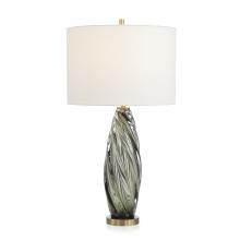 John-Richard JRL-10621 - ht, Olive Green, Antique Brass Base, White Linen Shade, 27.75&34;H JRL-10621