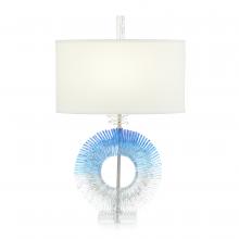 John-Richard JRL-10632 - Round Table Lamp, 1-Light, Blue, Clear, White Linen Shade, 32&34;H JRL-10632