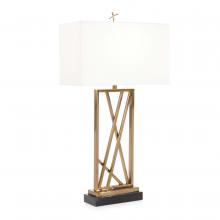 John-Richard JRL-10683 - Polished Bronze, Black Marble Base, White Rectangle Shade, 33&34;H JRL-10683