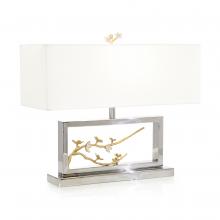 John-Richard JRL-10697 - Polished Stainless Steel, Brass, White Rectangle Shade, 17.5&34;H JRL-10697