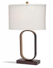 John-Richard JRL-10701 - le Lamp, Oblong, 1-Light, Black, Gold, White Oval Shade, 28.5&34;H JRL-10701