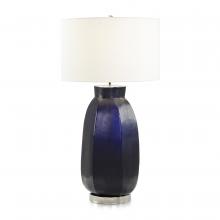 John-Richard JRL-10706 - Midnight Blue, Polished Nickel Base, White Round Shade, 36.5&34;H JRL-10706