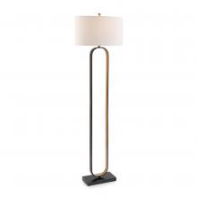 John-Richard JRL-10712 - blong Floor Lamp, 1-Light, Black, Gold, White Linen Shade, 67&34;H JRL-10712