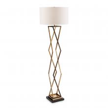 John-Richard JRL-10713 - Boxed Floor Lamp, 1-Light, Black, Gold, White Linen Shade, 69&34;H JRL-10713