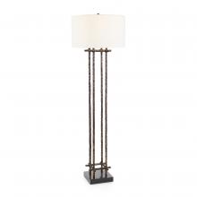 John-Richard JRL-10751 - Poteau Floor Lamp, 1-Light, Bronze, White Linen Shade, 68.25&34;H JRL-10751