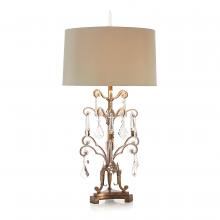 John-Richard JRL-8628 - Table Lamp, 1-Light, Distressed Gold, Ivory Linen Shade, 38.5&34;H JRL-8628