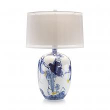 John-Richard JRL-8854 - rdens Table Lamp, 1-Light, Blue, White, White Silk Shade, 31.5&34;H JRL-8854