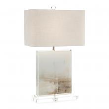 John-Richard JRL-9634 - ight, Tan, Clear Acrylic Base, White Linen Rectangle Shade, 30&34;H JRL-9634