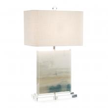 John-Richard JRL-9635 - ory, Blue, Clear Acrylic Base, White Linen Rectangle Shade, 30&34;H JRL-9635