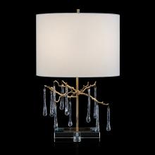 John-Richard JRL-9788 - tique Brass, Clear Crystal Base, White Linen Round Shade, 28.5&34;H JRL-9788