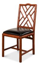 Sarreid 17903 - Brighton Dining Chair, Black Faux Leather, Birch Wood Frame, 39"H 17903