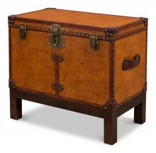 Sarreid 26734 - Abilene Chest, Tan Leather, Wood, 23"W 26734