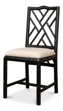 Sarreid 27191 - Brighton Dining Chair, Linen Fabric, Black Frame, 39"H 27191