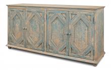 Sarreid 28790 - Four Diamonds Sideboard, Blue, Pine Wood, 76"W 28790