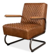 Sarreid 28890 - Beverly Hills Armchair, Cuba Brown Leather, Bronze Frame, 33"H 28890