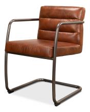 Sarreid 28893 - Director's Armchair, Brown Leather, Bronze Frame, 31"H 28893