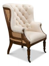 Sarreid 28907 - Irish Accent Chair, Ivory, Linen, Wood, 44"H 28907