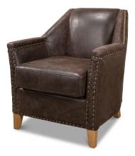 Sarreid 29607 - Granville Lounge Chair, Coffee Leather, Oak Feet, 32"H 29607