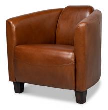 Sarreid 29760 - Mandy Armchair, Havana Brown Leather, Dark Wood Feet, 28"H 29760