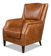 Sarreid 29766 - Baker Armchair, Cuba Brown Leather, 41"H 29766