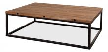 Sarreid 30092 - Brick Maker's Boards Coffee Table, Natural Top, Black Frame, 59"W 30092