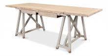 Sarreid 30532 - Sawhorse Desk, Natural Top, Distressed Gray, 87"W 30532