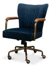 Sarreid 30615 - Brooks Swivel Chair, Ocean Blue, Bronze Frame, 38"H 30615