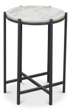 Sarreid 30822 - Anise Side Table, White Marble Top, Black Frame, 21"H 30822