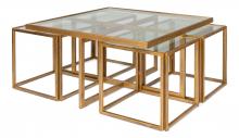 Sarreid 30872 - Squared Coffee Table, Clear Glass Top, Brass Frame, 42"W 30872