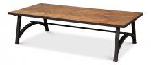 Sarreid 30899 - Detroit Coffee Table, Wood Top, Iron Frame, 67"W 30899