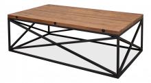 Sarreid 30905 - Dockworker Board Coffee Table, Pine Wood Top, Iron Frame, 55"W 30905