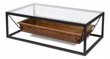 Sarreid 30928 - Spectacular Coffee Table, Clear Glass Top, Wood, Black Frame, 51"W 30928