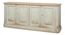 Sarreid 40116-4 - Antique Sideboard, 4-Door, Natural Top, Distressed Sage Base, 83"W 40116-4