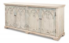 Sarreid 40365 - Alambra Sideboard, Antique White, Distressed Blue, 78"W 40365